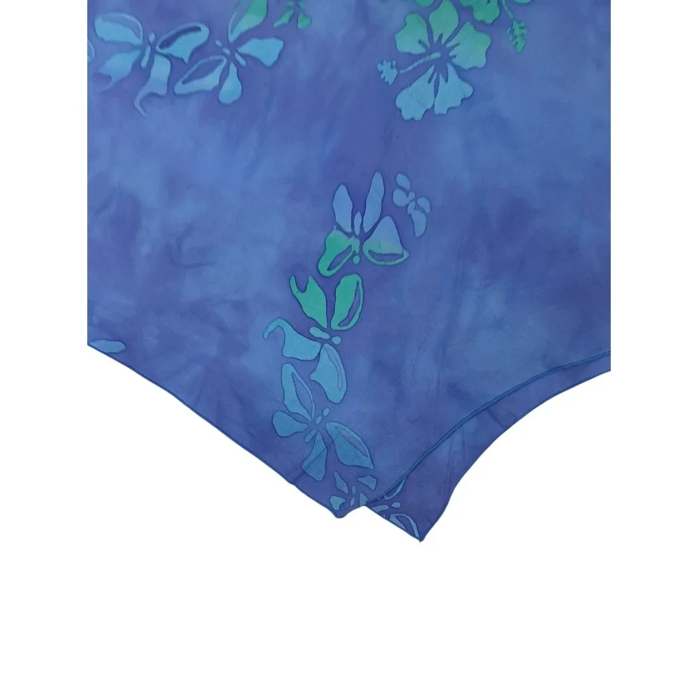 Tropical Tantrum Blue Hawaiian Floral Print Dress V Neck ShortSleeve Casual Mumu - Picture 14 of 16